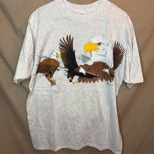 Vintage Delta Bald Eagle Graphic T-Shirt Grey XXL Made in USA 90s Nature Tee